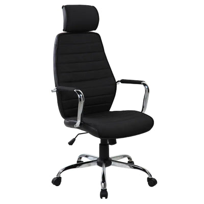 Scaun de birou ergonomic Walter, cu tetiera, stofa/piele ecologica, Negru