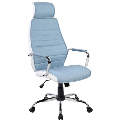 Scaun de birou ergonomic Walter, cu tetiera, stofa/piele ecologica, Albastru