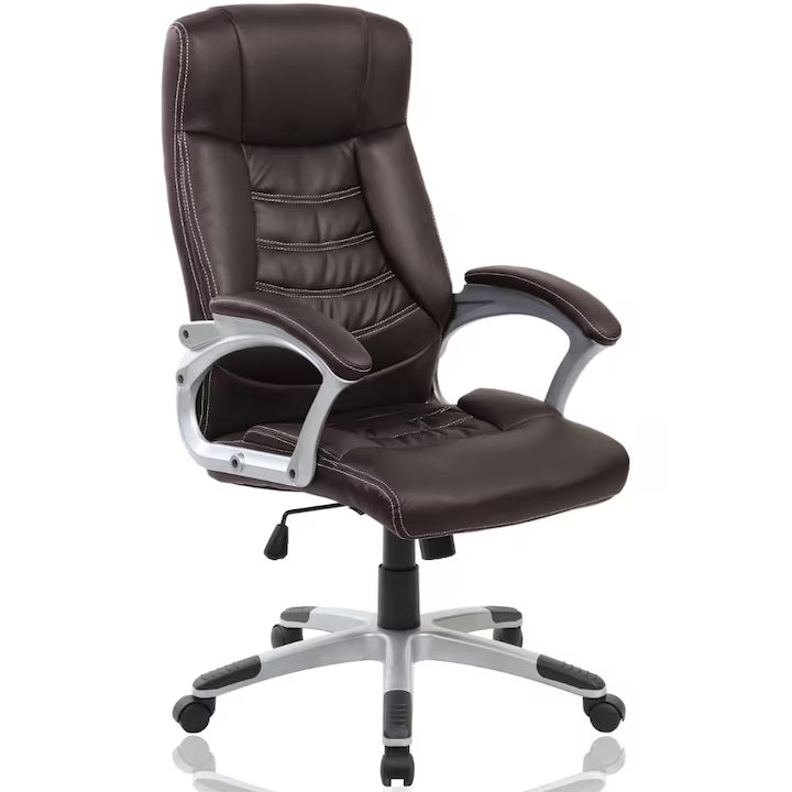 Scaun de birou ergonomic Bokai, Piele ecologica, Maro inchis