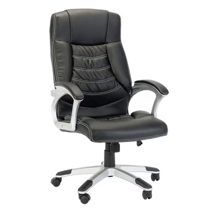 Scaun de birou ergonomic Bokai, Piele ecologica, Negru