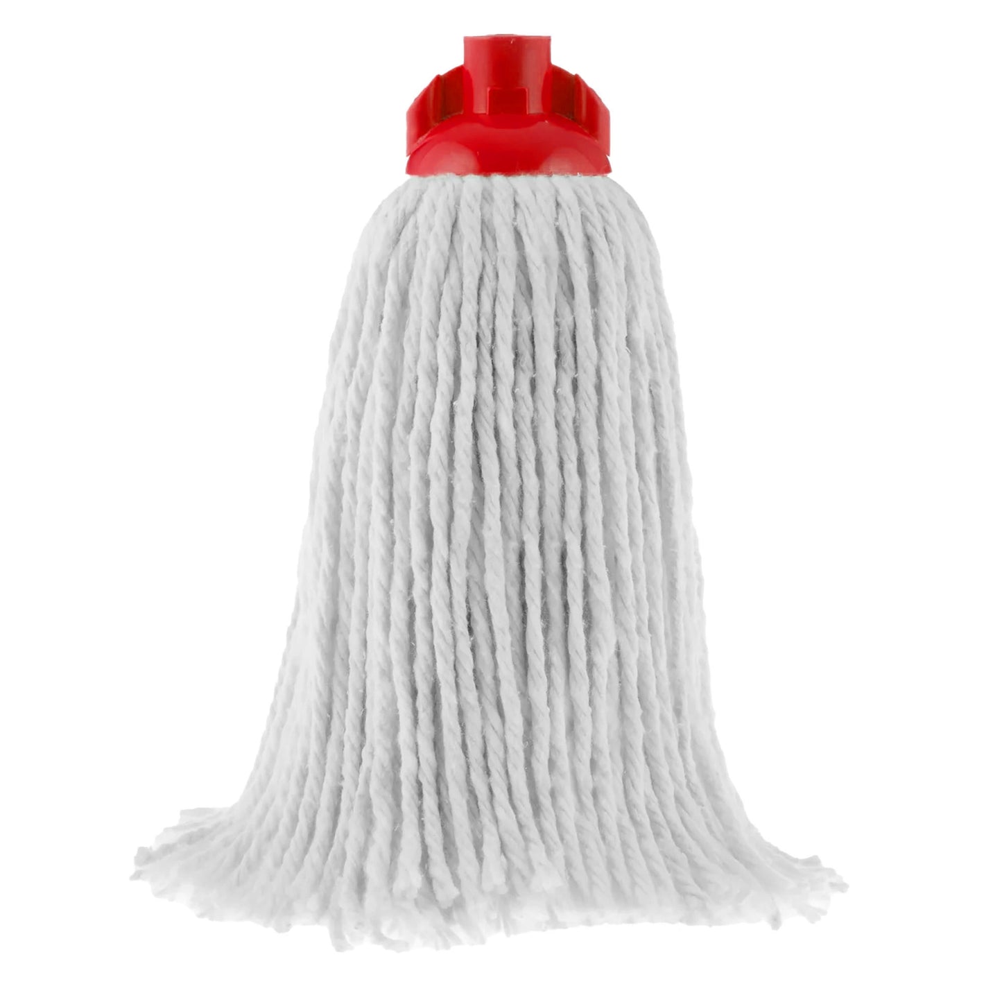 Rezervă de mop profesional din bumbac alb, greutate 280 grame, densitate maximă pentru absorbție industrială și curățarea spațiilor mari.