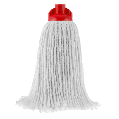 Rezervă de mop profesional din bumbac alb, greutate 280 grame, densitate maximă pentru absorbție industrială și curățarea spațiilor mari.