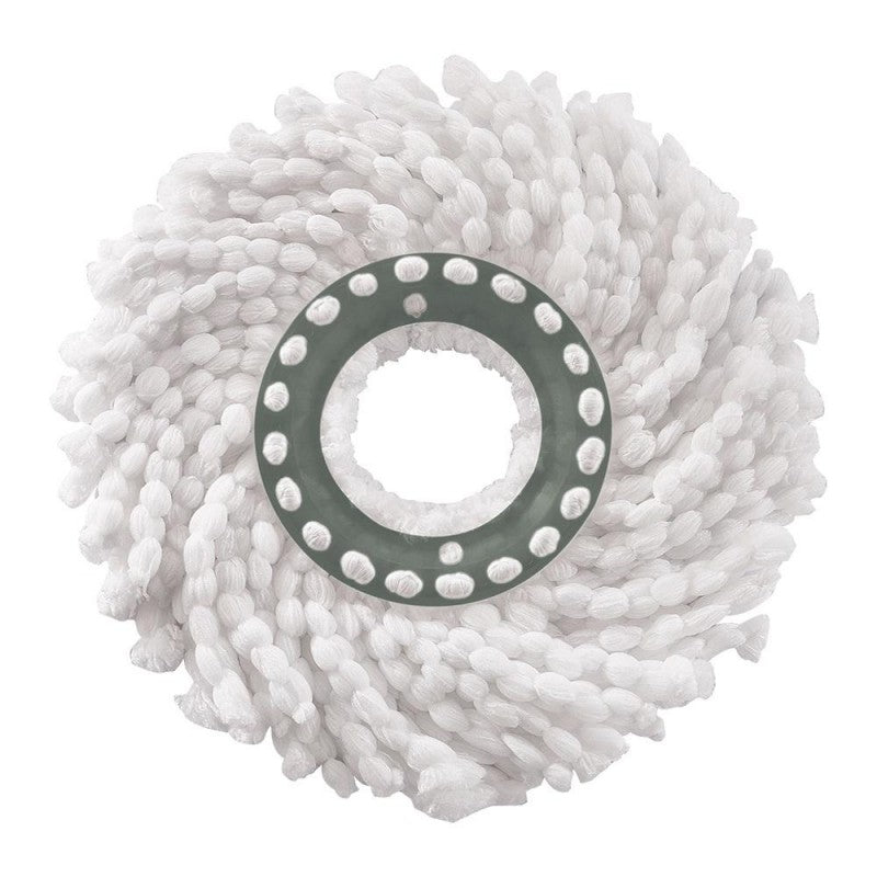 Rezervă originală pentru mop rotativ Vileda Turbo, formă triunghiulară cu fibre albe și roșii, ideală pentru curățarea colțurilor și a petelor dificile pe gresie sau parchet