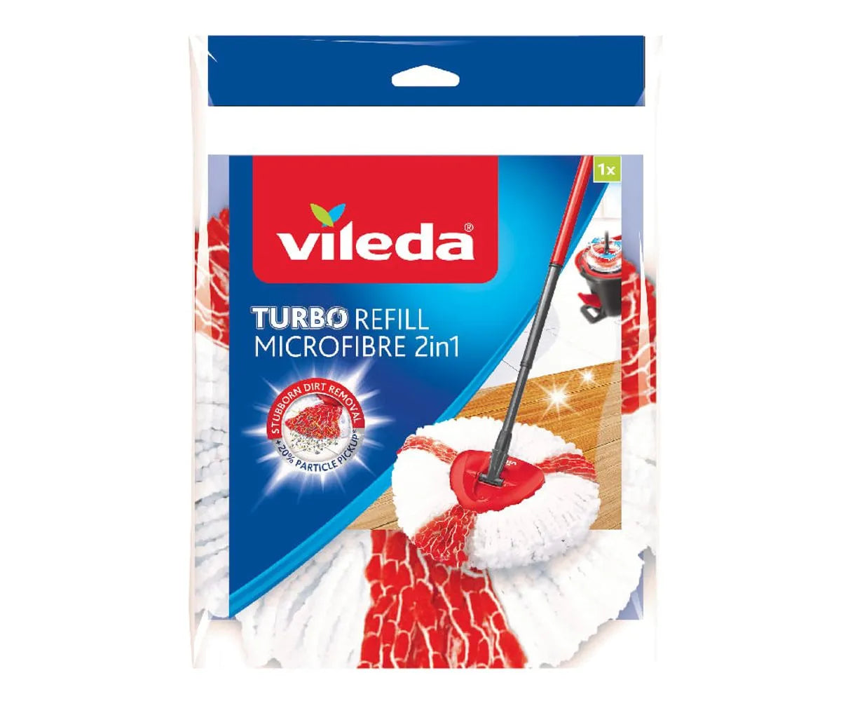 Rezervă originală Vileda Easy Wring & Clean din microfibră albă, textură fină pentru curățare antistatică și absorbție ridicată a petelor.