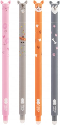 Roller gel cu cerneală termosensibilă Ears Babe Happy Color de 0.5 mm cu design cu animăluțe și gumă de șters.
