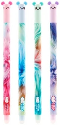 Roller gel cu cerneală termosensibilă Fluffy Ears Happy Color de 0.5 mm cu design pufos și gumă de șters.