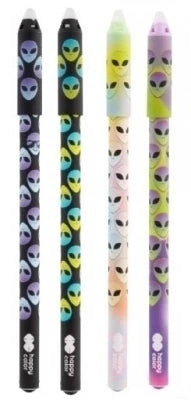 Roller gel cu cerneală termosensibilă Go Alien Happy Color de 0.5 mm cu design spațial și gumă de șters.