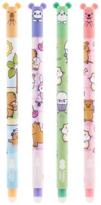 Roller gel cu cerneală termosensibilă Kapibara Yummy Yum Happy Color de 0.5 mm cu design haios și gumă de șters.
