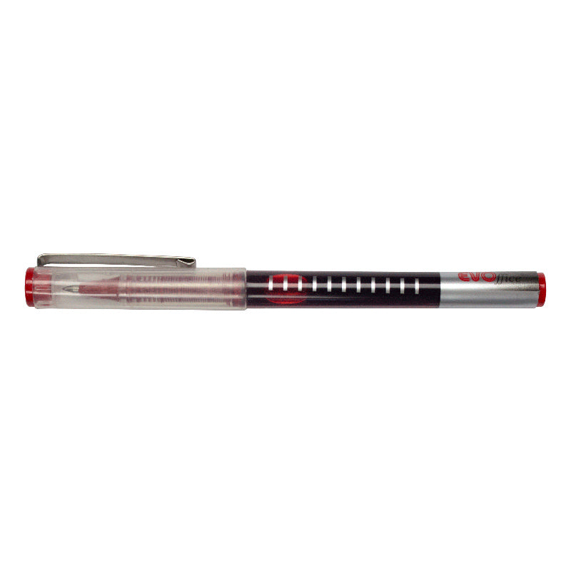 Roller cu cerneala, 0.5mm, cu clips metalic si nivel vizibil al cernelii EVOffice rosu
