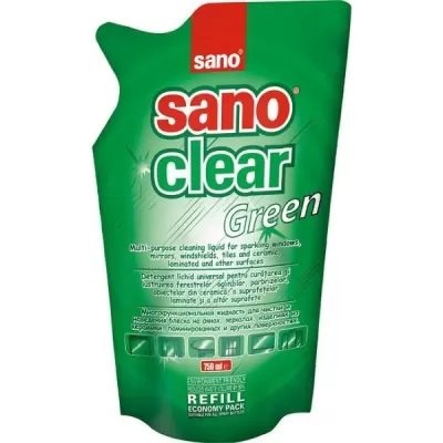 Solutie Curatat Geamuri Sanoclear Rezerva 750Ml - Green