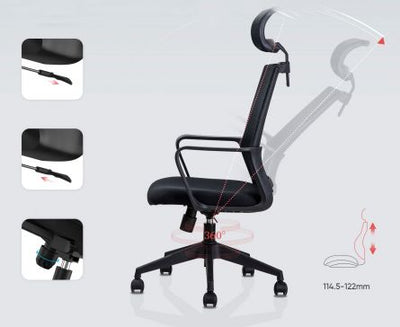 Scaun birou Executive spatar mesh, roti nylon, tetiera DELI