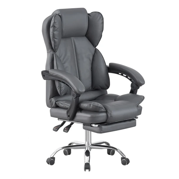 Scaun directorial, suport picioare, funcție recliner, SIB , piele ecologica, Gri