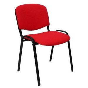 Scaun vizitator textil, rosu, cadru metalic