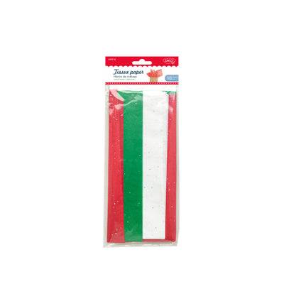 Set de 10 coli de hârtie de mătase de Crăciun DACOart (50.8x50.8 cm) în 3 culori tematice, ideală pentru ambalarea elegantă a cadourilor și proiecte handmade de iarnă