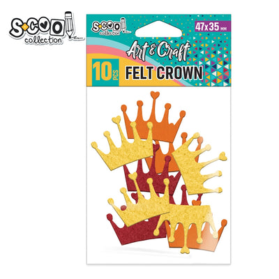 Set de 10 coronițe decorative din fetru S-COOL (47 x 35 mm), culori diverse, ideale pentru proiecte handmade, cusut, lipit, scrapbooking și activități creative în școli