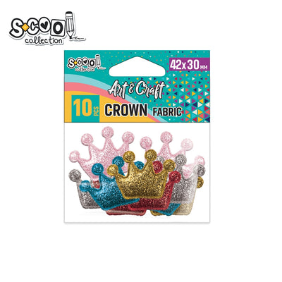 Set de 10 coronițe decorative textile cu sclipici S-COOL (42 x 30 mm), culori diverse, ideale pentru proiecte handmade, cusut, lipit și decorațiuni creative strălucitoare
