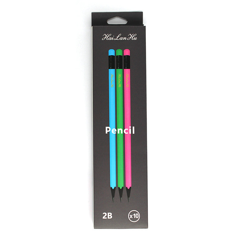 Set 10 creioane grafit Evoffice în culori pastel cu radieră și formă hexagonală, duritate 2B