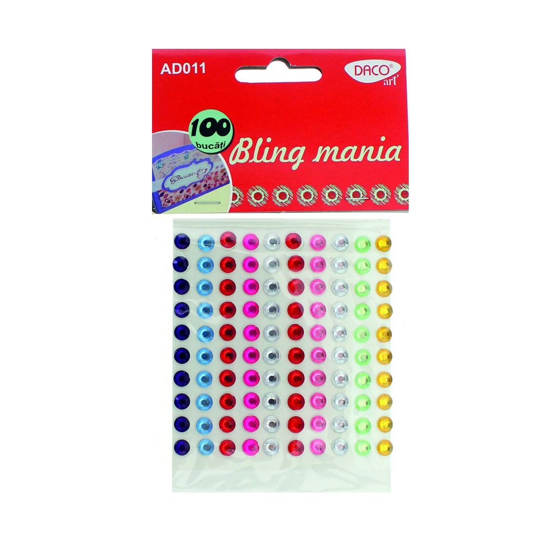 Set de 100 de diamante autoadezive Bling Mania DACOart (6 mm), ideale pentru personalizarea felicitărilor, albumelor foto, obiectelor decorative și proiectelor handmade