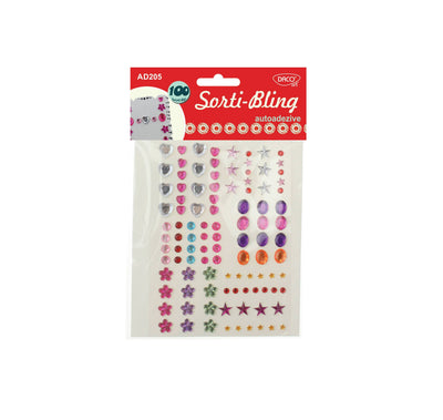 Set de 100 de piese autoadezive Sorti-Bling DACOart (dimensiuni variabile), ideale pentru decorarea felicitărilor, accesoriilor DIY și proiectelor creative handmade
