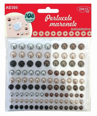Set de 108 perlucele autoadezive DACOart în 5 nuanțe diferite și dimensiuni variate, ideale pentru scrapbooking, felicitări, decorațiuni DIY și proiecte creative handmade