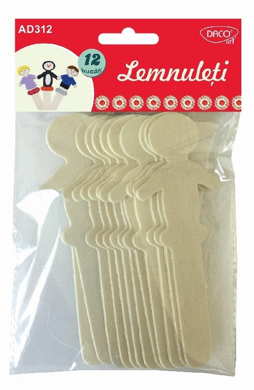 Set de 12 lemnulețe naturale Dacoart, ideale pentru proiecte de artă handmade, machete și decorațiuni rustice