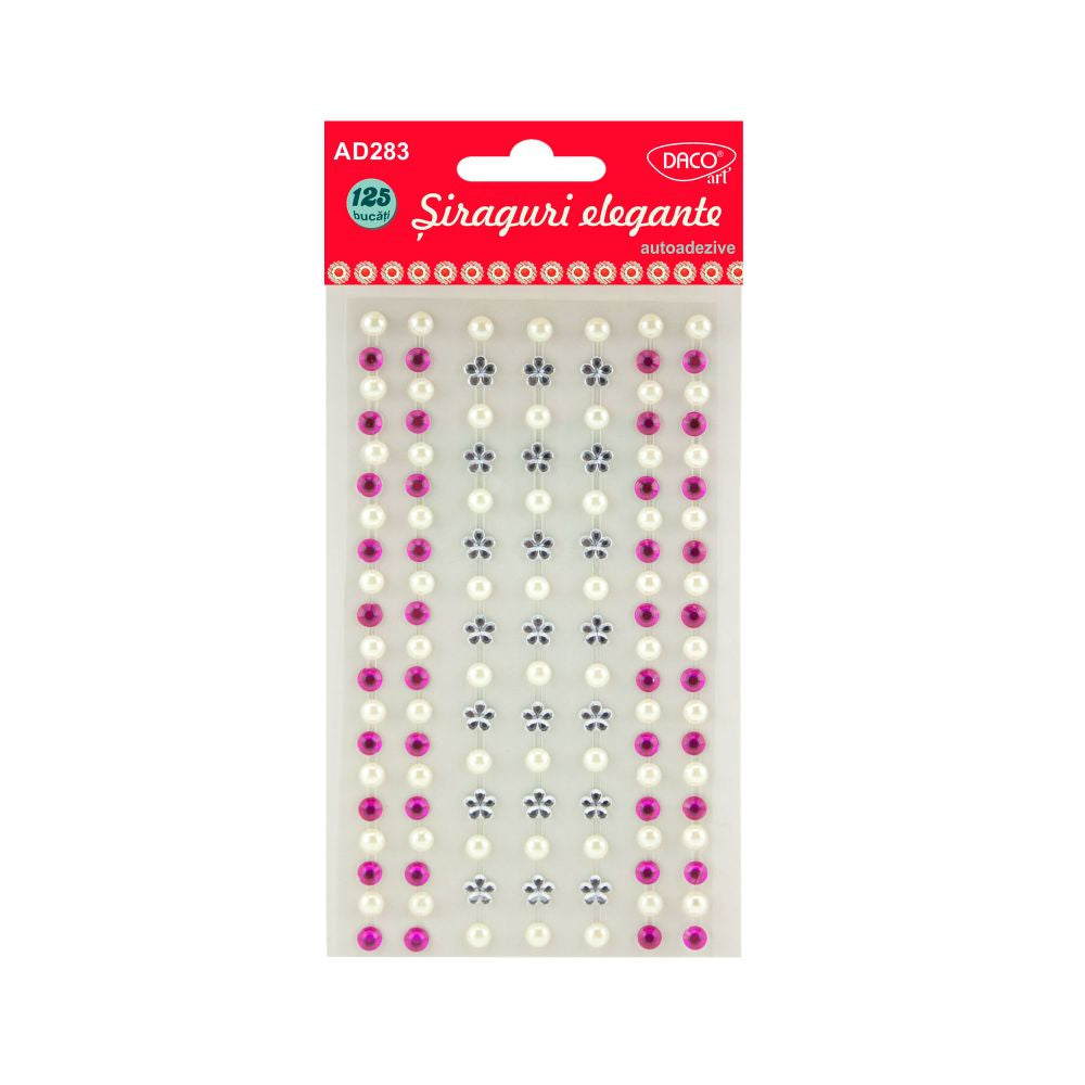 Set de 125 accesorii craft autoadezive DACOart cu modele semisferă și floare, ideale pentru scrapbooking, felicitări, bijuterii handmade și proiecte creative sofisticate