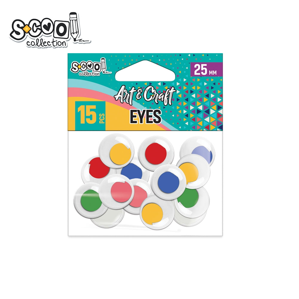 Set de 15 ochișori decorativi cu iris colorat S-COOL (25 mm), cu efect 3D și mișcare fluidă, ideali pentru proiecte creative, păpuși mari, figurine și activități handmade