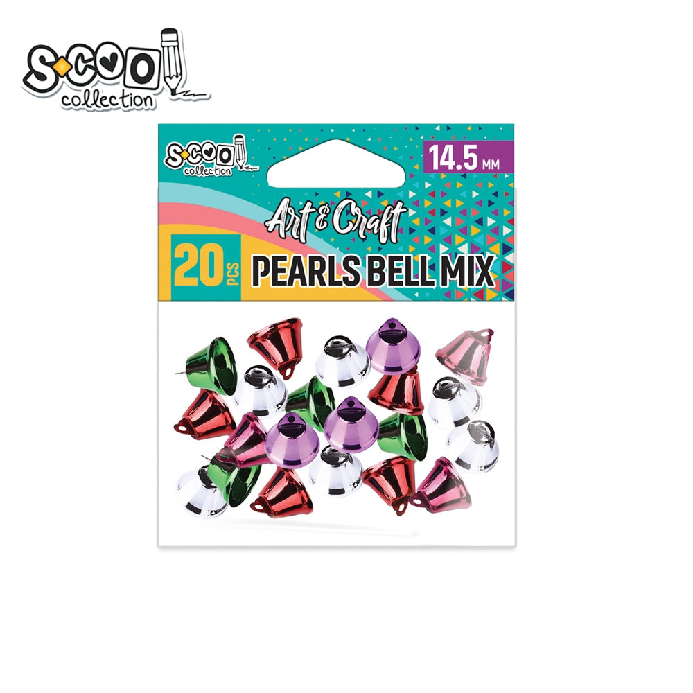 Set de 20 clopoței metalici colorați S-COOL, ideali pentru proiecte creative handmade, decorațiuni vesele, felicitări și activități educative în școli