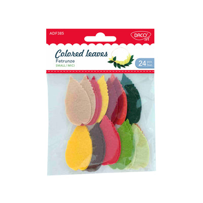 Set de 24 frunze mici din fetru Dacoart, 5.5x3 cm, ideale pentru detalii fine în scrapbooking, bijuterii handmade și proiecte creative