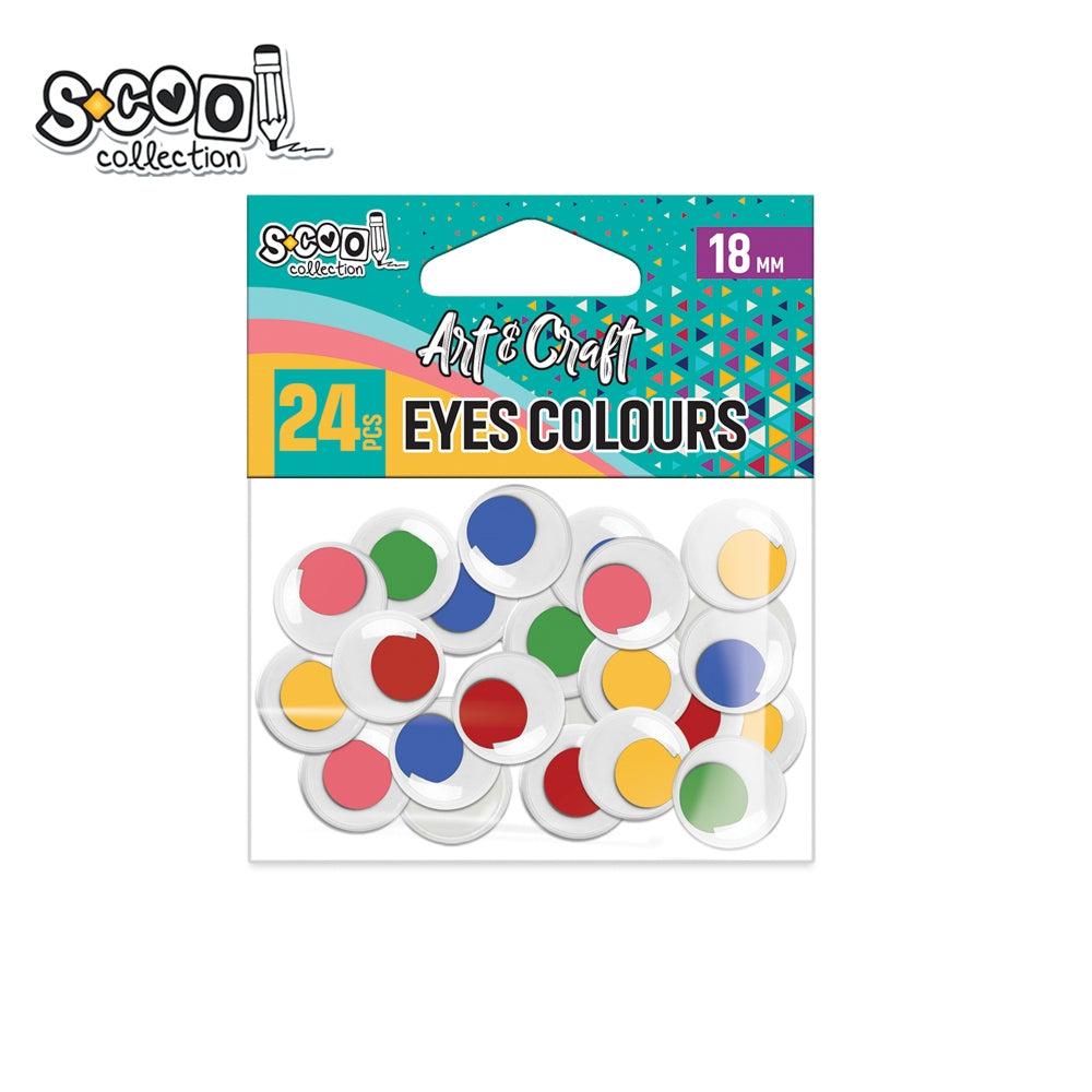 Set de 24 de ochișori decorativi cu iris colorat S-COOL (18 mm), cu efect 3D și mișcare fluidă, ideali pentru proiecte creative, păpuși, figurine și activități handmade