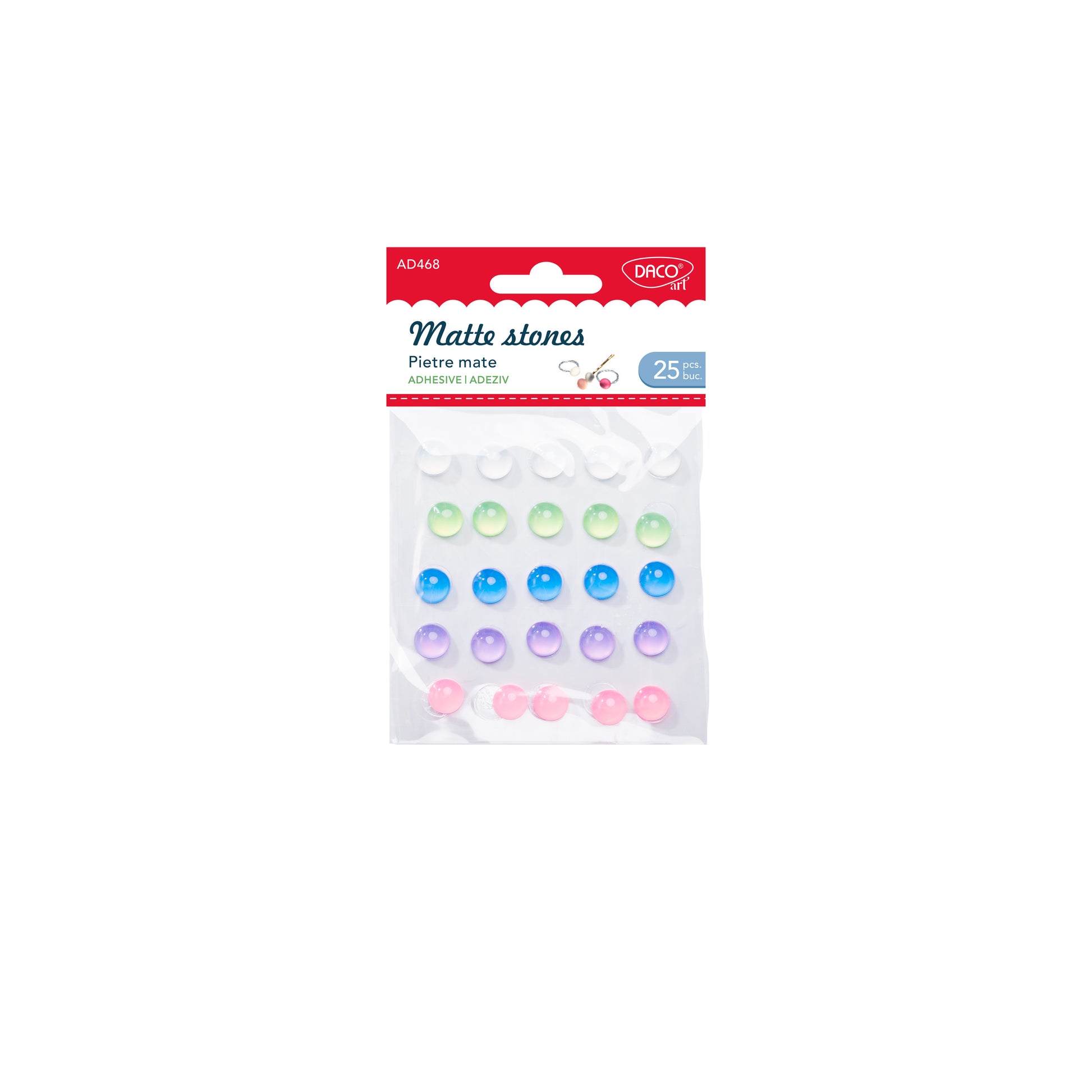Set de 25 pietre decorative autoadezive DACO cu finisaj mat (1 cm), ideale pentru felicitări, scrapbooking, decorațiuni interioare și proiecte handmade rafinate