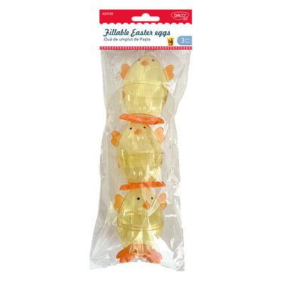 Set de 3 ouă de umplut din plastic (8,8 cm), ideale pentru ascuns surprize, decorarea mesei de Paște, realizarea de cadouri personalizate și activități interactive cu copiii