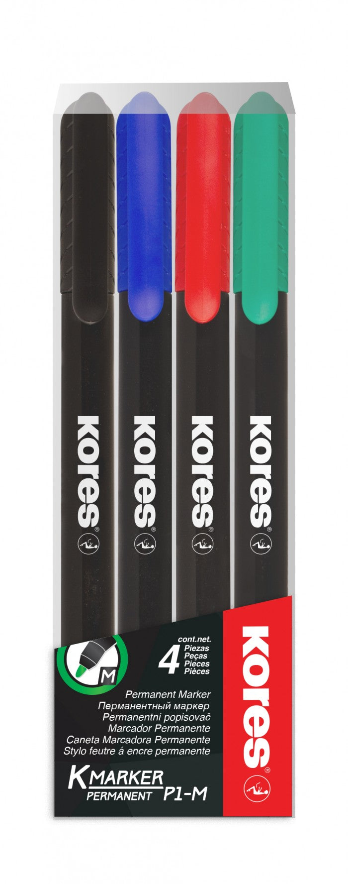 Set 4 markere permanente Kores varf fin 1mm tip stilou uscare rapida scriere pe orice suprafata inclusiv CD
