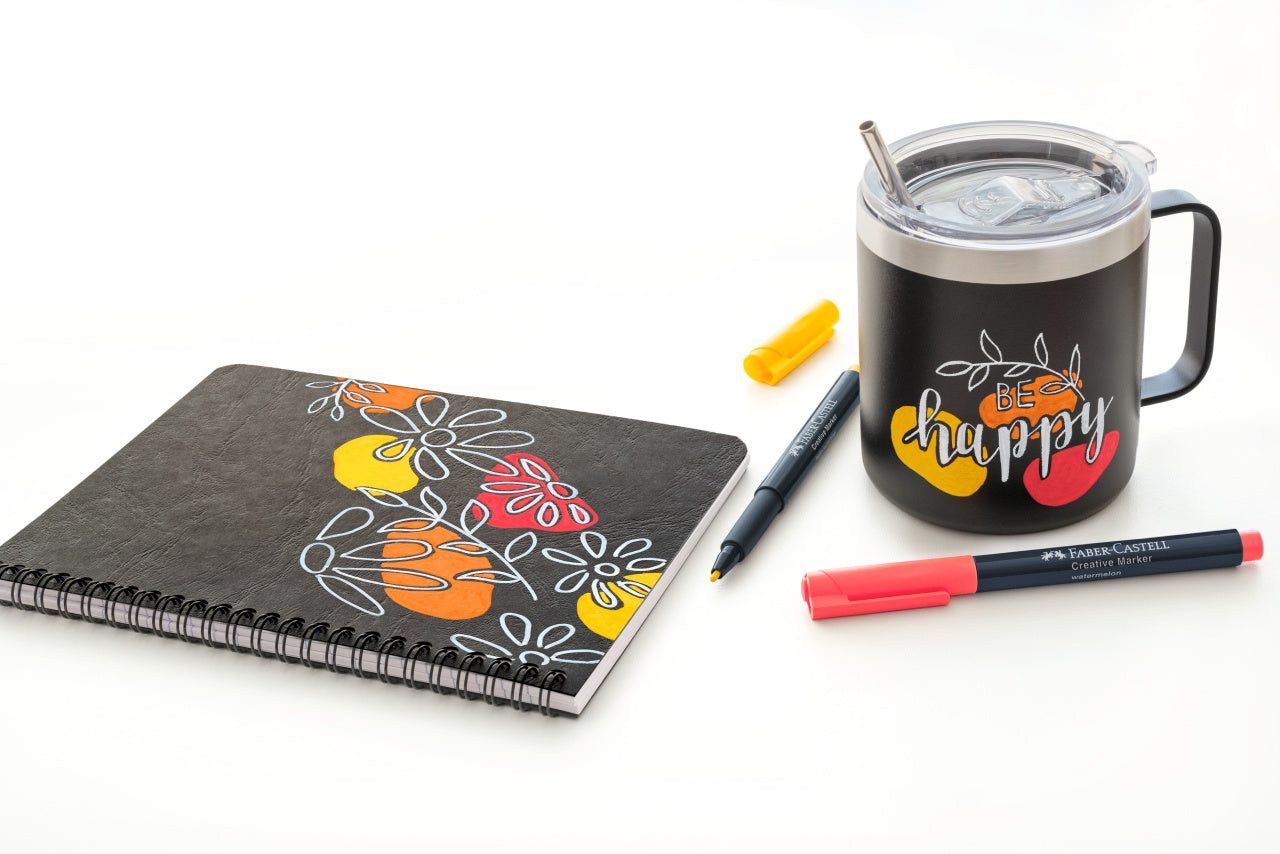 Set 6 markere creative Faber-Castell editia Summer culori vibrante pentru sticla piatra metal si hartie