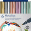 Set 6 markere metalizate Faber-Castell 1.5 mm pentru hartie neagra sticla ceramica plastic si metal
