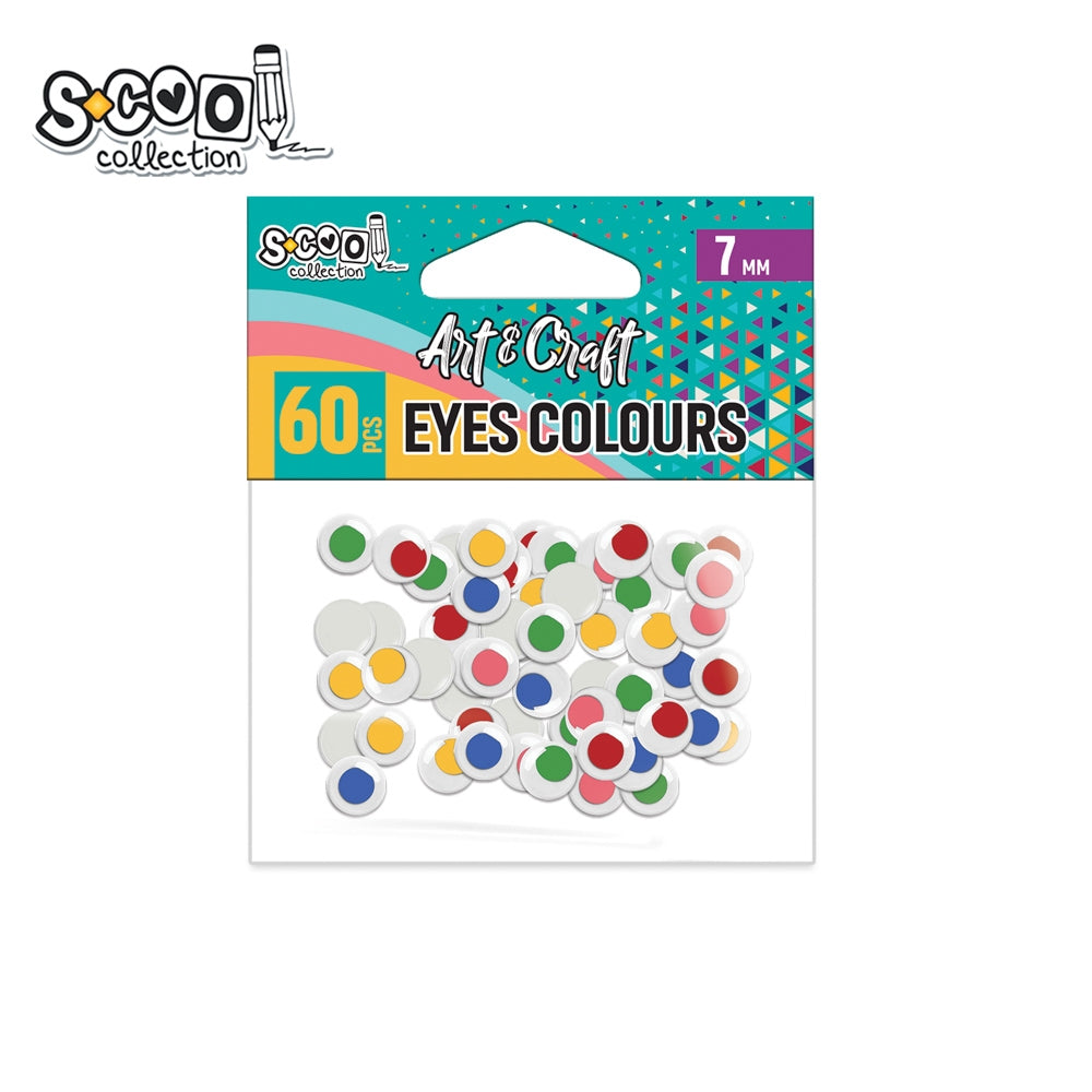 Set de 60 de ochișori decorativi cu iris colorat S-COOL (7 mm), cu efect 3D și mișcare fluidă, ideali pentru miniaturi, păpuși, proiecte handmade și activități creative în școli