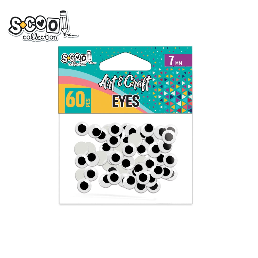 Set de 60 de ochișori decorativi S-COOL (7 mm), cu efect 3D și mișcare fluidă, ideali pentru miniaturi, păpuși, proiecte handmade și activități creative în școli