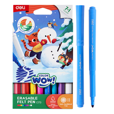 Set de 7+1 carioci ștergeribile Deli ColorWow cu carioca magică pentru corecturi