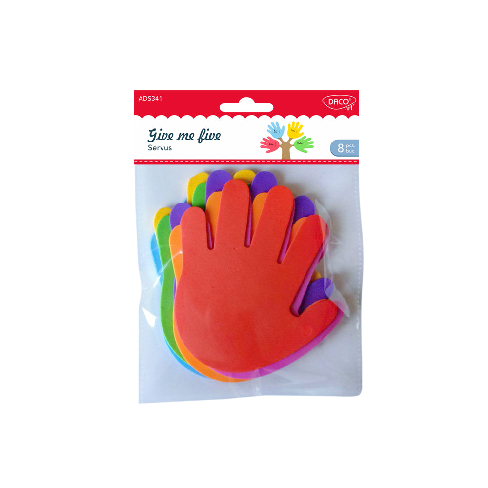 Set de 8 decorațiuni din spumă cu mesajul „Servus” Dacoart, ideale pentru personalizarea felicitărilor și proiectelor handmade