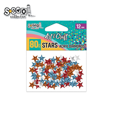 Set de 80 de steluțe decorative din acril S-COOL (12 mm), cu efect de piatră prețioasă, ideale pentru proiecte handmade, felicitări, scrapbooking și decorațiuni elegante
