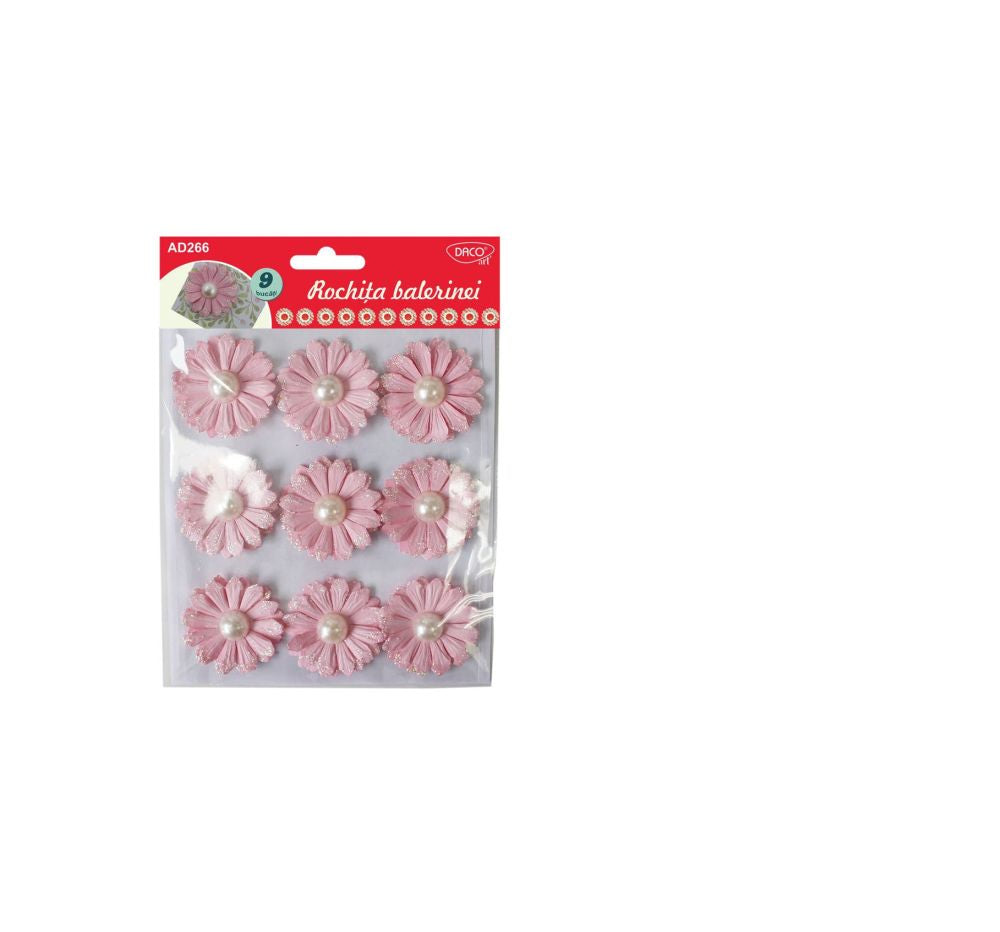 Set de 9 accesorii decorative de hârtie „Rochița Balerinei” Dacoart, roz strălucitor, ideale pentru invitații și proiecte handmade elegante