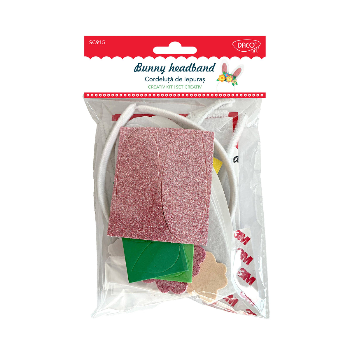 Set creativ DIY cordeluță de iepuraș DACOart SC915 cu accesorii colorate pentru copii și serbări