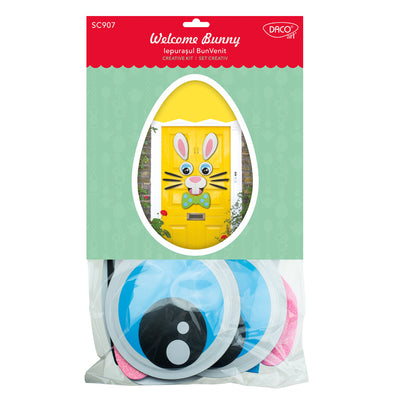 Set creativ decorațiune de ușă Iepurașul Bun Venit DACOart SC907 cu materiale incluse pentru copii și adulți