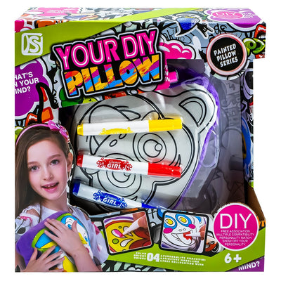 Set creativ pernă de colorat cu carioci și model maimuțică pentru copii.