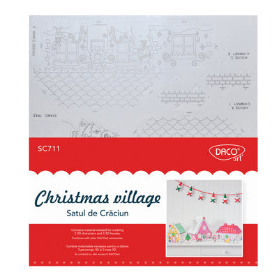 Set creativ 3D Satul de Crăciun DACOart SC711 cu căsuțe și personaje pentru decorațiuni festive.