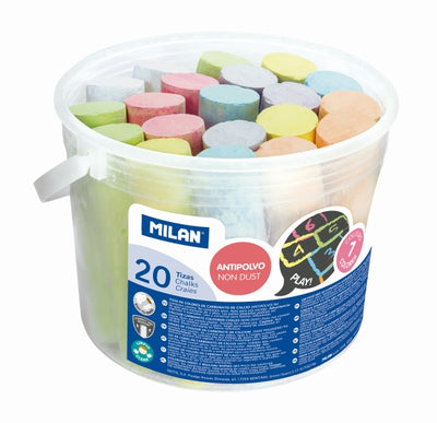 Cutie cu 20 de bucăți de cretă groasă tip jumbo Maxi, colorată în 7 nuanțe, cu formulă rotundă anti-praf, pentru tablă și asfalt