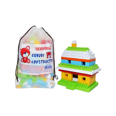 Set cuburi de construcție ambalaj mare 320 piese 570g Robentoys în geantă de depozitare pentru copii