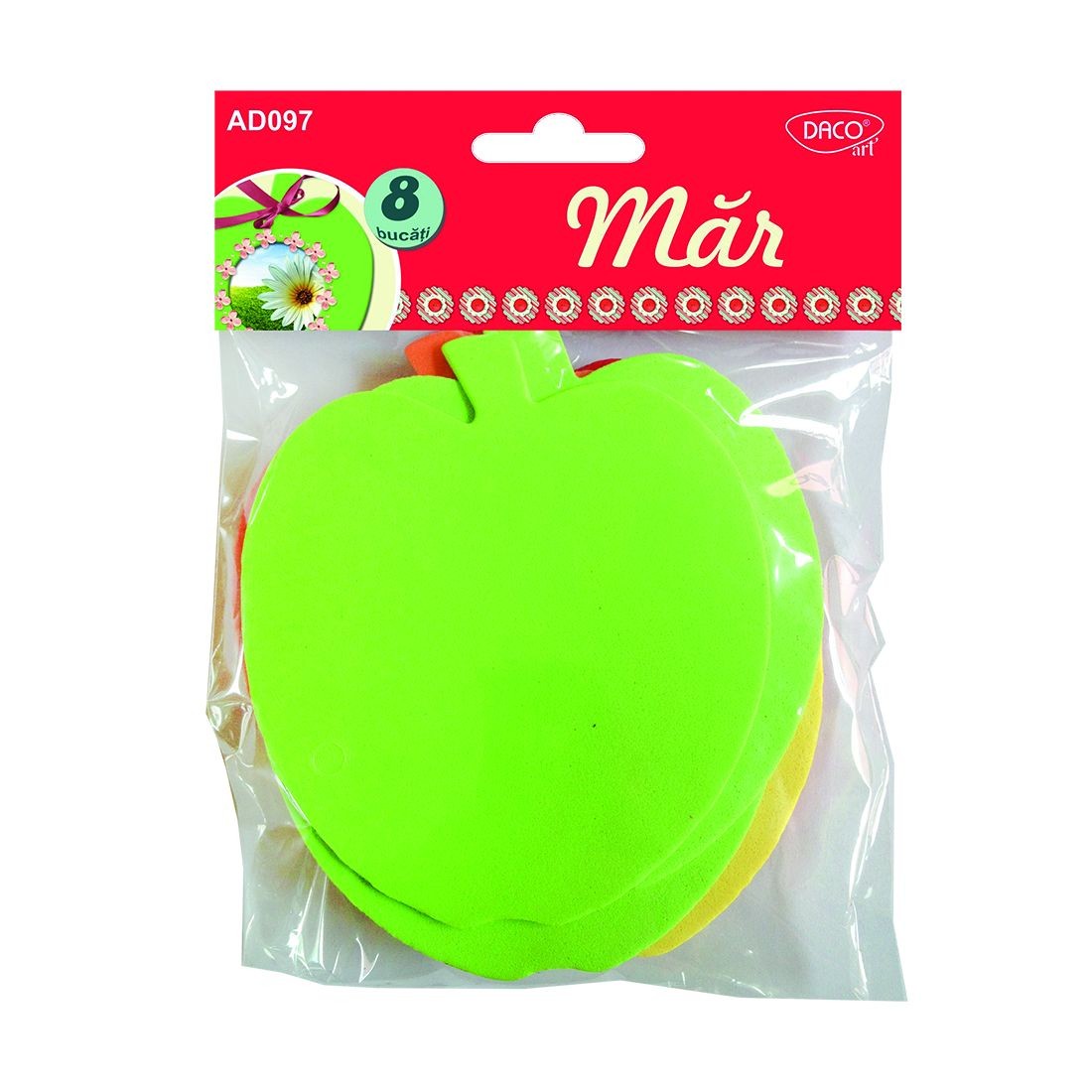 Set de 8 forme de măr decorative din spumă Dacoart, ideale pentru activități școlare și proiecte handmade creative