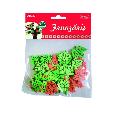 Set de 60 de frunze decorative din spumă Dacoart în diverse dimensiuni, ideale pentru aranjamente florale și craft