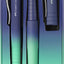 Set cadou stilou și pix Faber-Castell Poly Flow albastru-turcoaz cu design gradient din plastic reciclat.